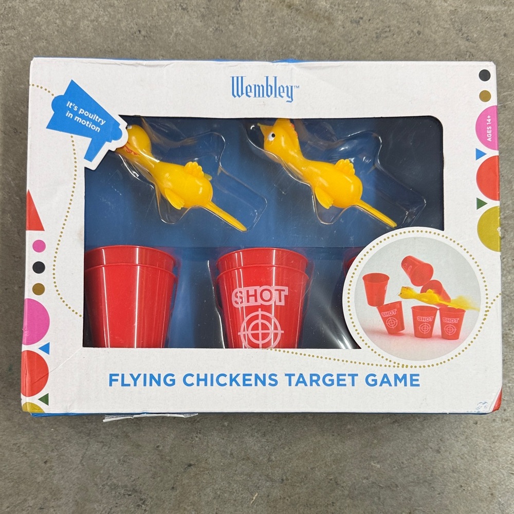 Wembley Yellow Chicken Target Game with Red Cups
